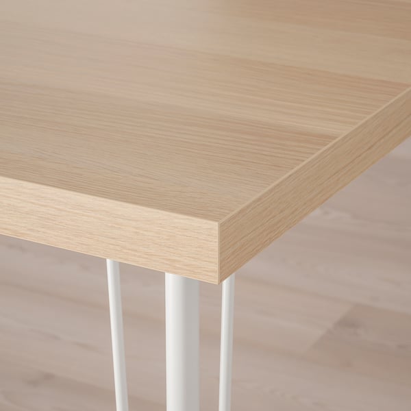 LAGKAPTEN / KRILLE desk, white stained oak effect/white, 120x60 cm