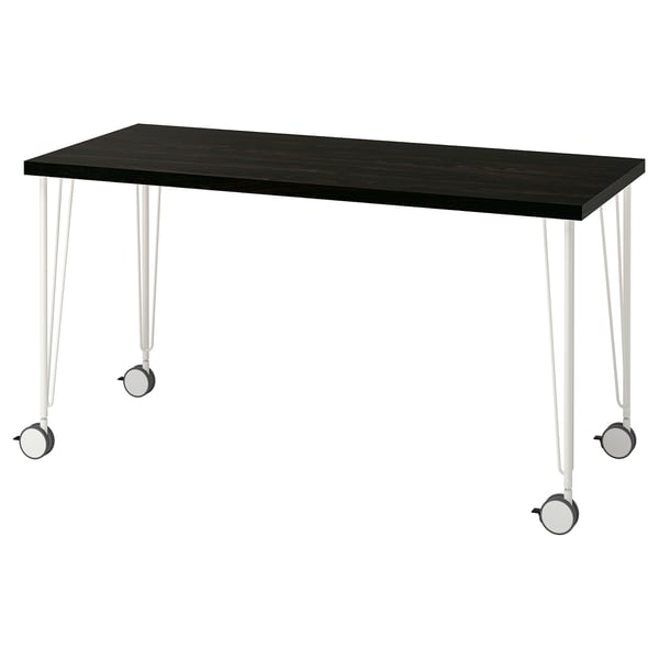 LAGKAPTEN / KRILLE desk, black-brown/white, 140x60 cm