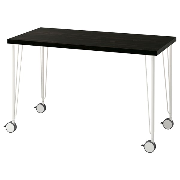 LAGKAPTEN / KRILLE desk, black-brown/white, 120x60 cm