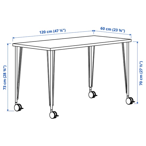 LAGKAPTEN / KRILLE desk, black-brown/white, 120x60 cm