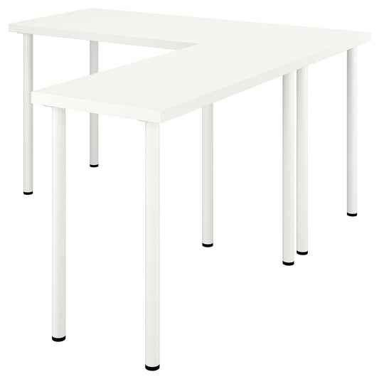 LAGKAPTEN / LINNMON L-shaped desk, white, 140x160 cm