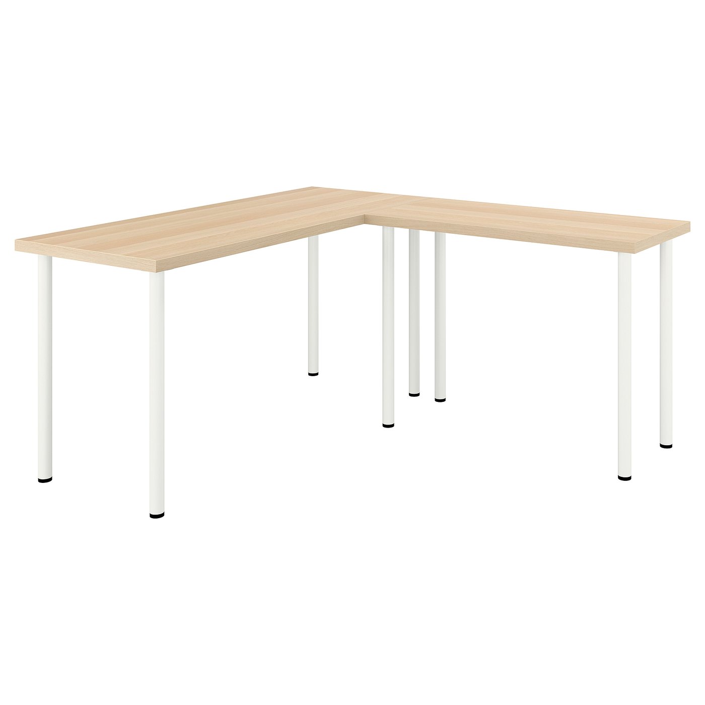 LAGKAPTEN / LINNMON L-shaped desk, white stained oak effect/white, 140x160 cm