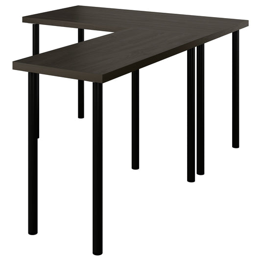 LAGKAPTEN / LINNMON L-shaped desk, black-brown/black, 120x160 cm