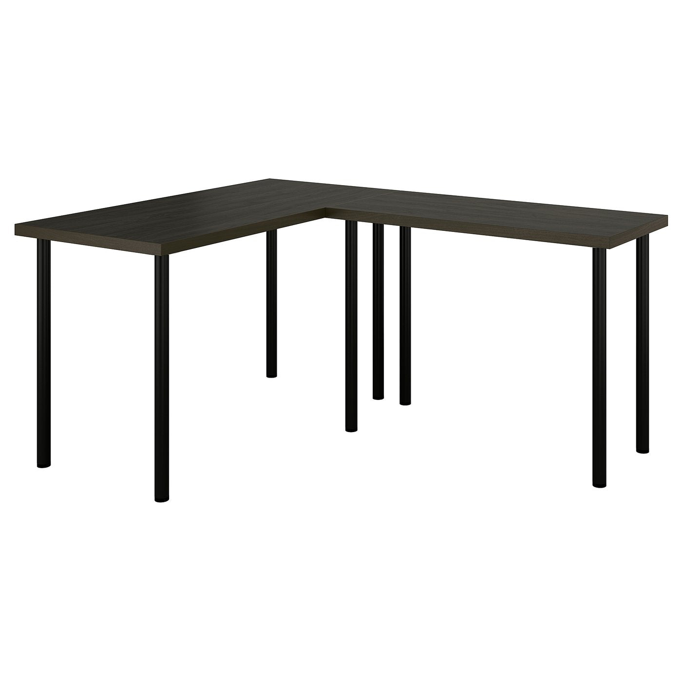 LAGKAPTEN / LINNMON L-shaped desk, black-brown/black, 120x160 cm