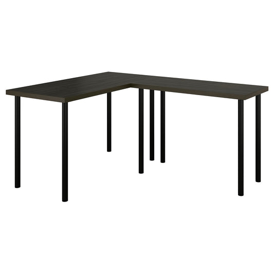 LAGKAPTEN / LINNMON L-shaped desk, black-brown/black, 120x160 cm