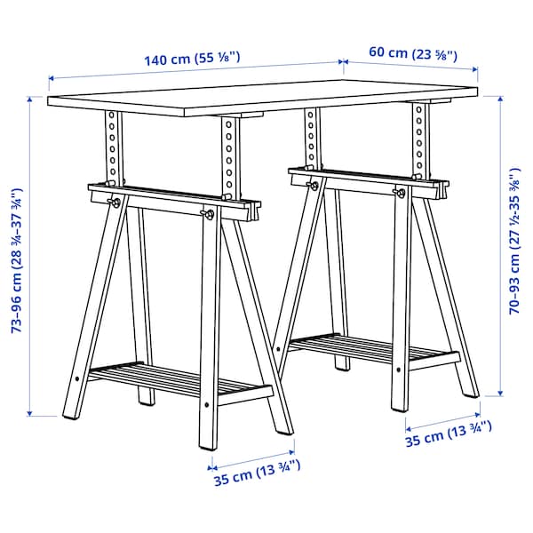 LAGKAPTEN / MITTBACK - Desk, white/birch, 140x60 cm