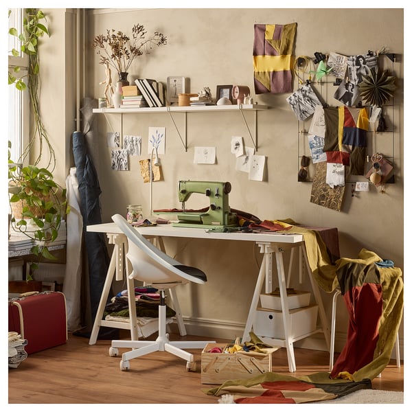 LAGKAPTEN / MITTBACK desk, white, 140x60 cm