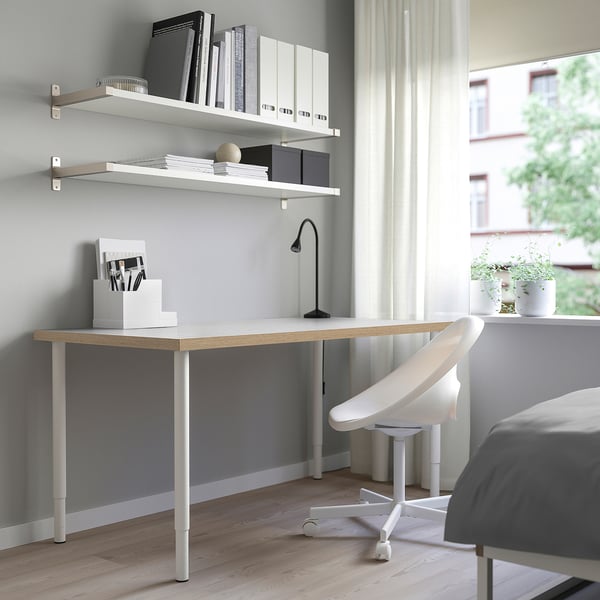 LAGKAPTEN / OLOV - LAGKAPTEN / OLOV Desk, white anthracite/white, 140x60 cm