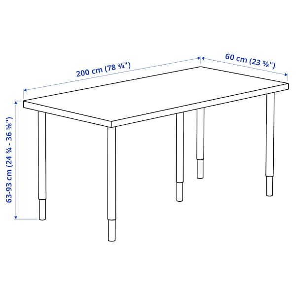 LAGKAPTEN / OLOV - Desk, white, 200x60 cm