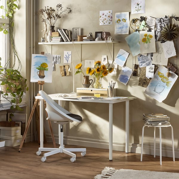 LAGKAPTEN / OLOV desk, white, 120x60 cm