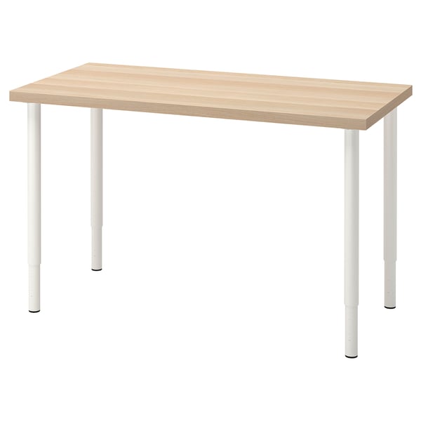 LAGKAPTEN / OLOV - LAGKAPTEN / OLOV Desk, white stained oak effect/white, 120x60 cm