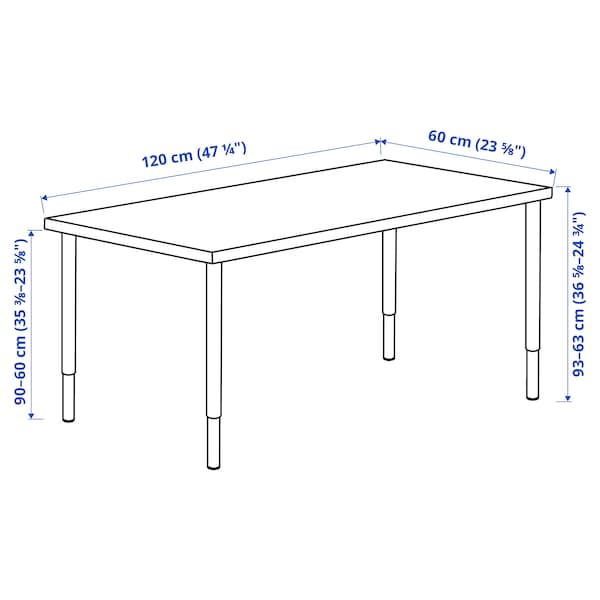 LAGKAPTEN / OLOV - Desk, white stained oak effect/white, 120x60 cm