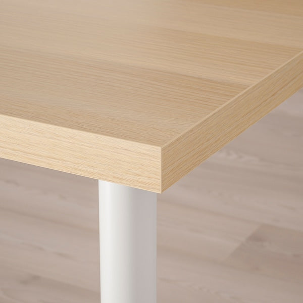 LAGKAPTEN / OLOV - Desk, white stained oak effect/white, 120x60 cm