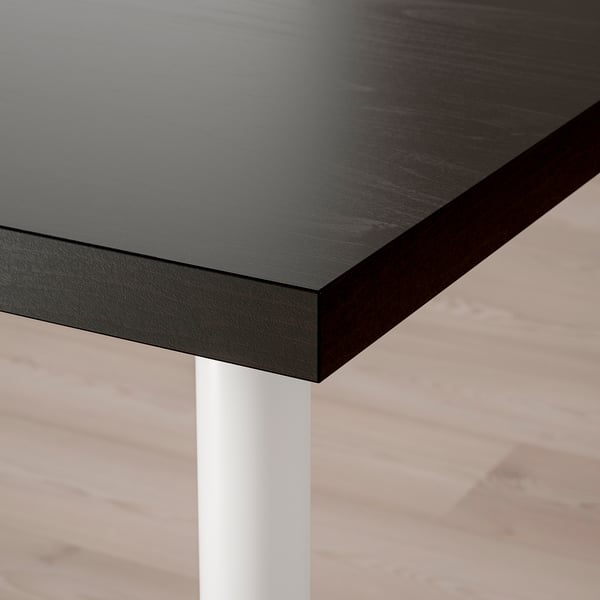 LAGKAPTEN / OLOV desk, black-brown/white, 120x60 cm