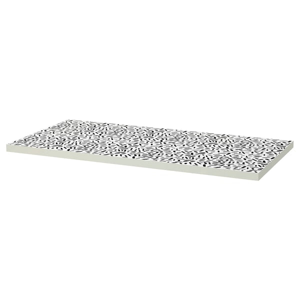 LAGKAPTEN - Table Top, organic shapes white/black,120x60 cm