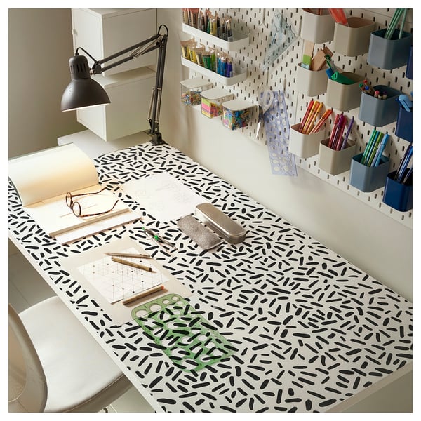 LAGKAPTEN table top, organic shapes white/black