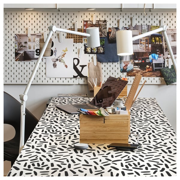 LAGKAPTEN table top, organic shapes white/black