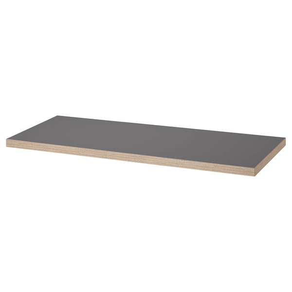LAGKAPTEN - LAGKAPTEN Table top, dark grey/wood effect, 120x60 cm