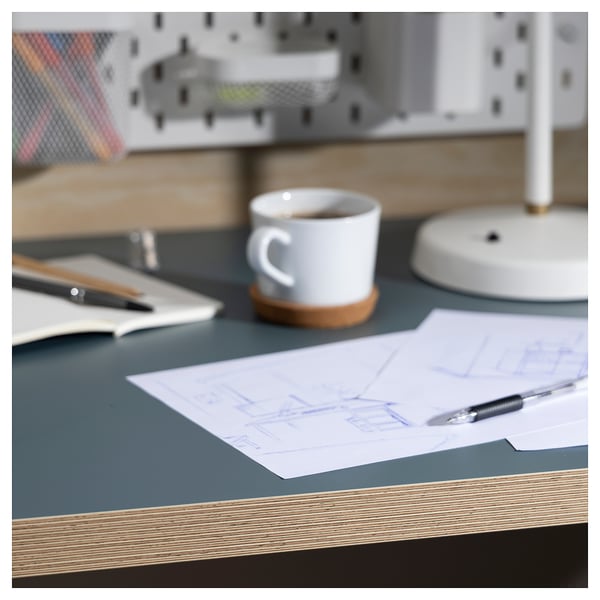 LAGKAPTEN - LAGKAPTEN Table top, grey-turquoise, 140x60 cm