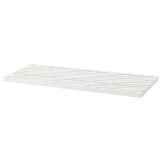LAGKAPTEN - LAGKAPTEN Table top, grid/multicolour, 120x60 cm