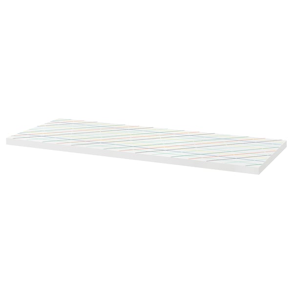 LAGKAPTEN table top, grid/multicolour, 140x60 cm