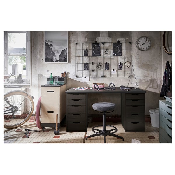 LAGKAPTEN table top, black-brown, 140x60 cm