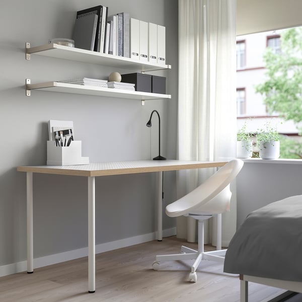 LAGKAPTEN table top, dot pattern black/white, 140x60 cm