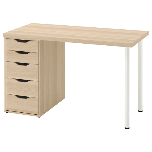 LAGKAPTEN desk, white stained/oak effect white, 120x60 cm