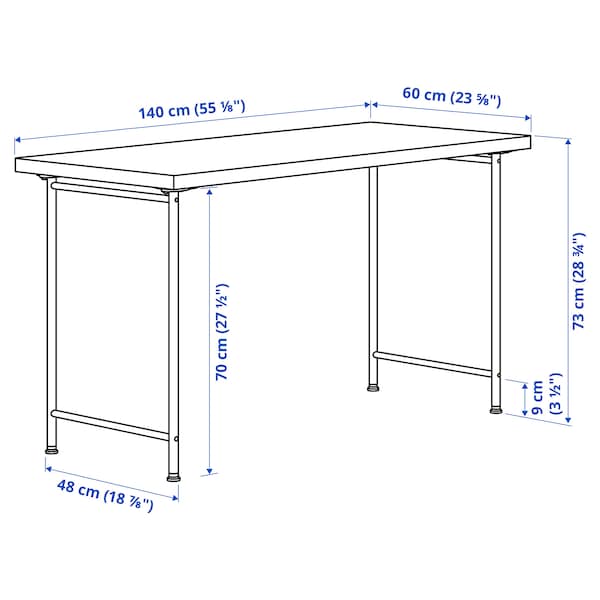 LAGKAPTEN / SPÄND desk, white anthracite/black, 140x60 cm
