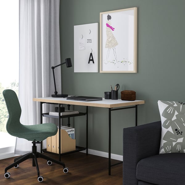 LAGKAPTEN / SPÄND desk, white anthracite/black, 120x60 cm