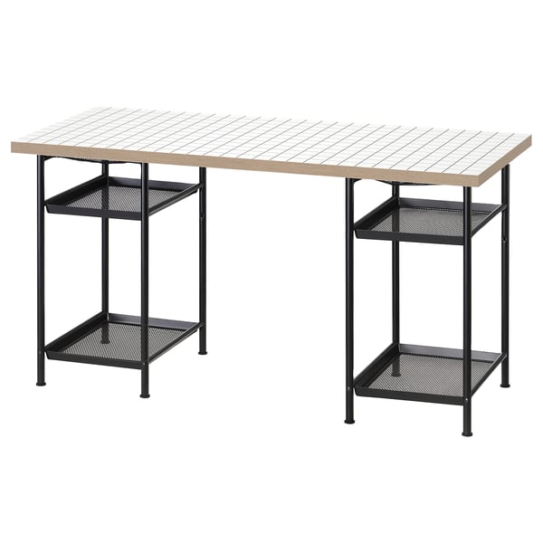 LAGKAPTEN / SPÄND - Desk, white anthracite/black,140x60 cm