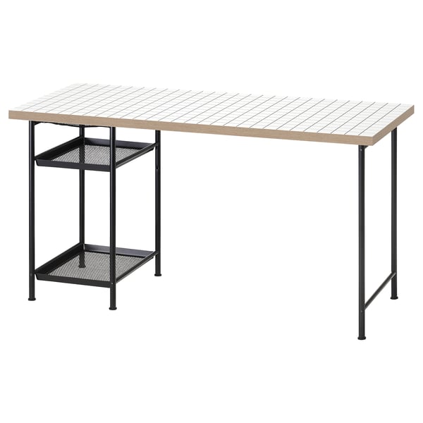 LAGKAPTEN / SPÄND desk, white anthracite/black, 140x60 cm