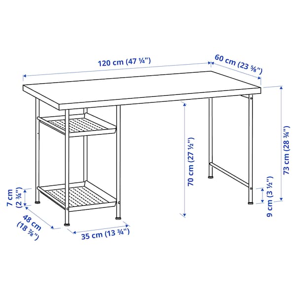 LAGKAPTEN / SPÄND - Desk, white/anthracite, 120x60 cm