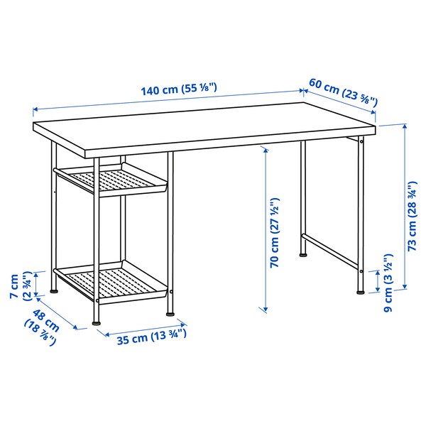 LAGKAPTEN / SPÄND - Desk, white/anthracite, 140x60 cm