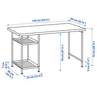 LAGKAPTEN / SPÄND - Desk, white/anthracite, 140x60 cm