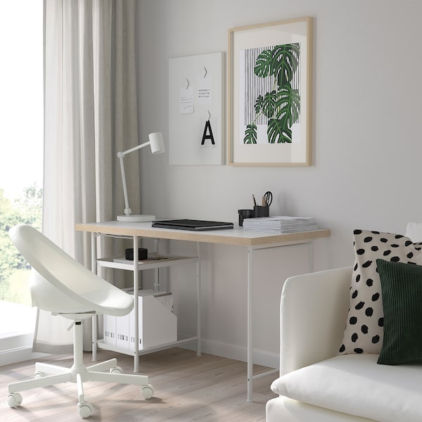 LAGKAPTEN / SPÄND - Desk, white/anthracite, 120x60 cm