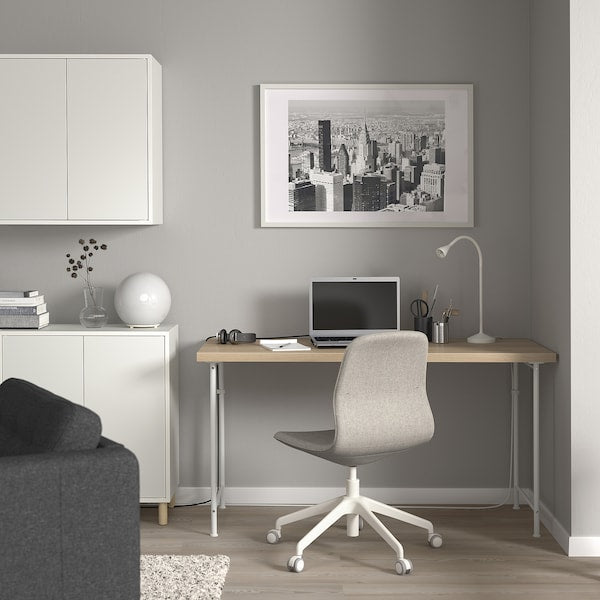 LAGKAPTEN / SPÄND - Desk, white/anthracite, 140x60 cm