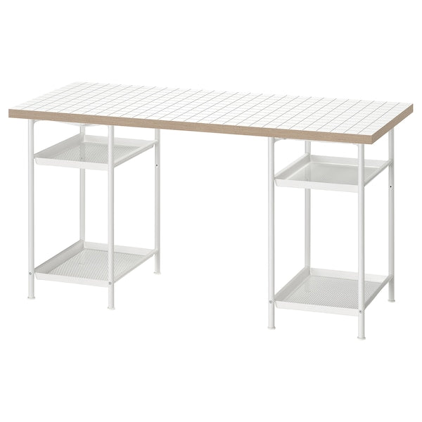 LAGKAPTEN / SPÄND - Desk, white/anthracite, 140x60 cm