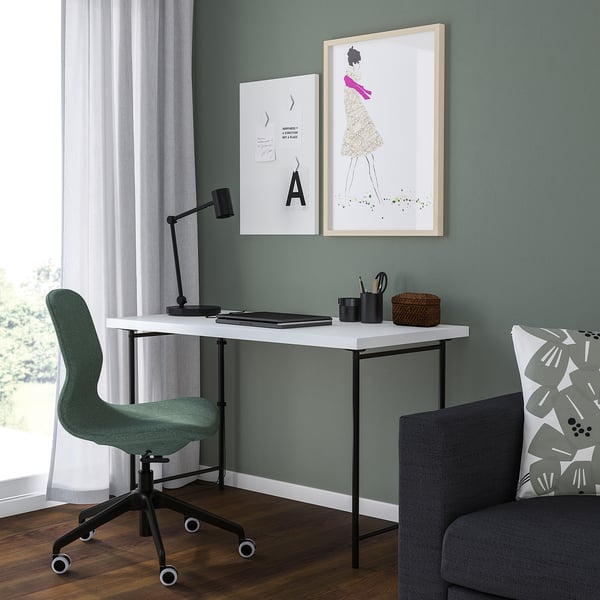 LAGKAPTEN / SPÄND desk, white/black, 120x60 cm