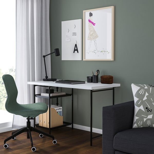 LAGKAPTEN / SPÄND - Desk, white/black,120x60 cm