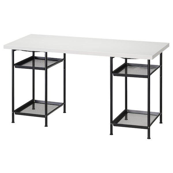 LAGKAPTEN / SPÄND - Desk, white/black,140x60 cm