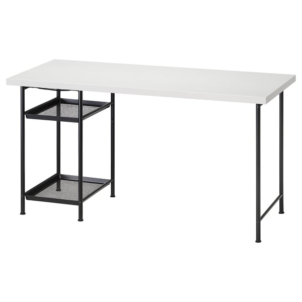 LAGKAPTEN / SPÄND desk, white/black, 140x60 cm