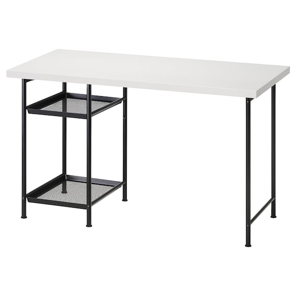 LAGKAPTEN / SPÄND - Desk, white/black,120x60 cm