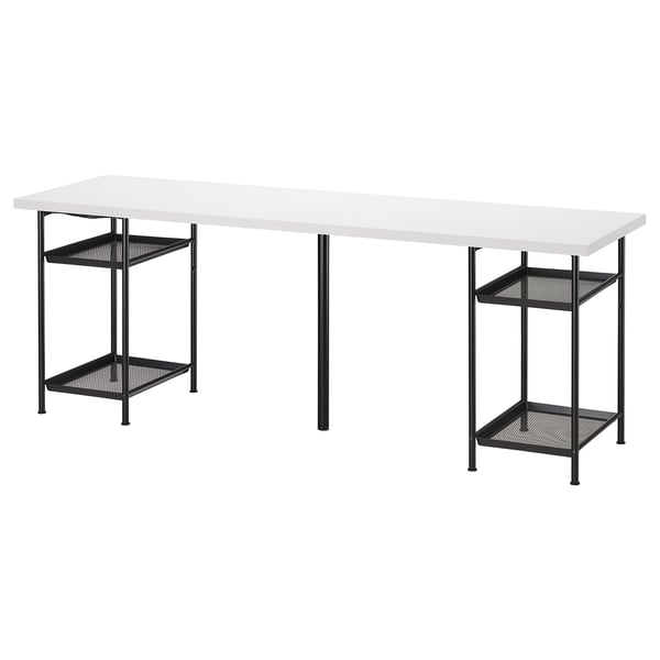 LAGKAPTEN / SPÄND - Desk, white/black,200x60 cm
