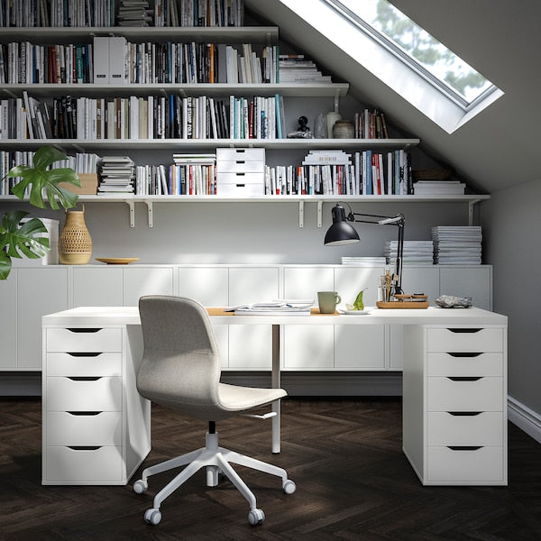 LAGKAPTEN / SPÄND - Desk, white/black,200x60 cm