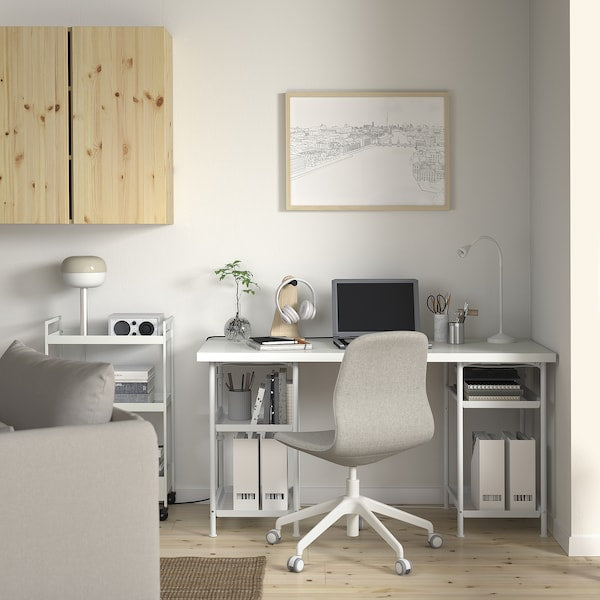 LAGKAPTEN / SPÄND - Desk, white, 140x60 cm