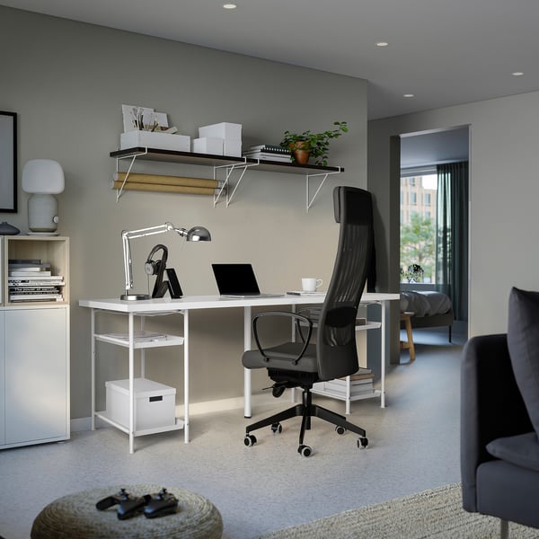 LAGKAPTEN / SPÄND desk, white, 200x60 cm
