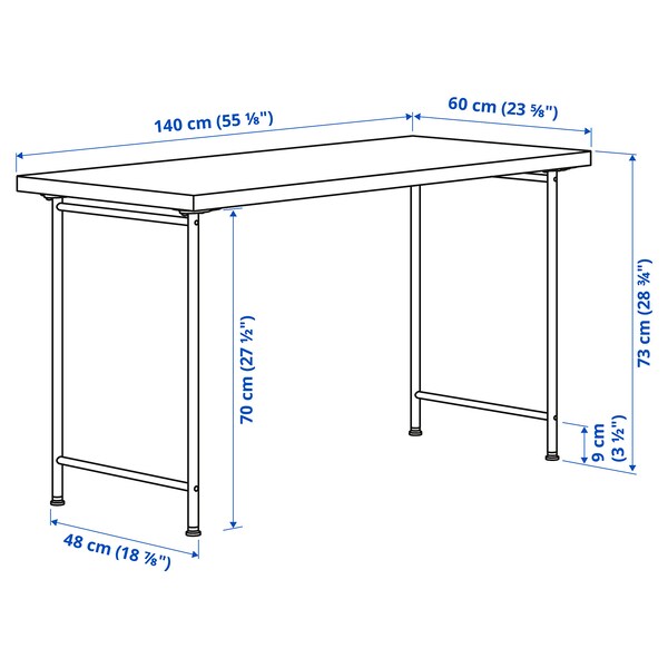 LAGKAPTEN / SPÄND - Desk, white stained oak effect/white, 140x60 cm