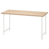 LAGKAPTEN / SPÄND desk, white stained oak effect/white, 140x60 cm