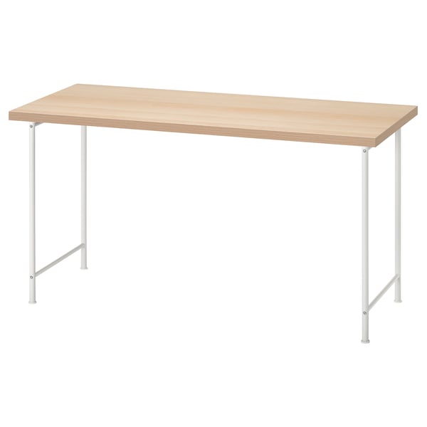 LAGKAPTEN / SPÄND desk, white stained oak effect/white, 140x60 cm